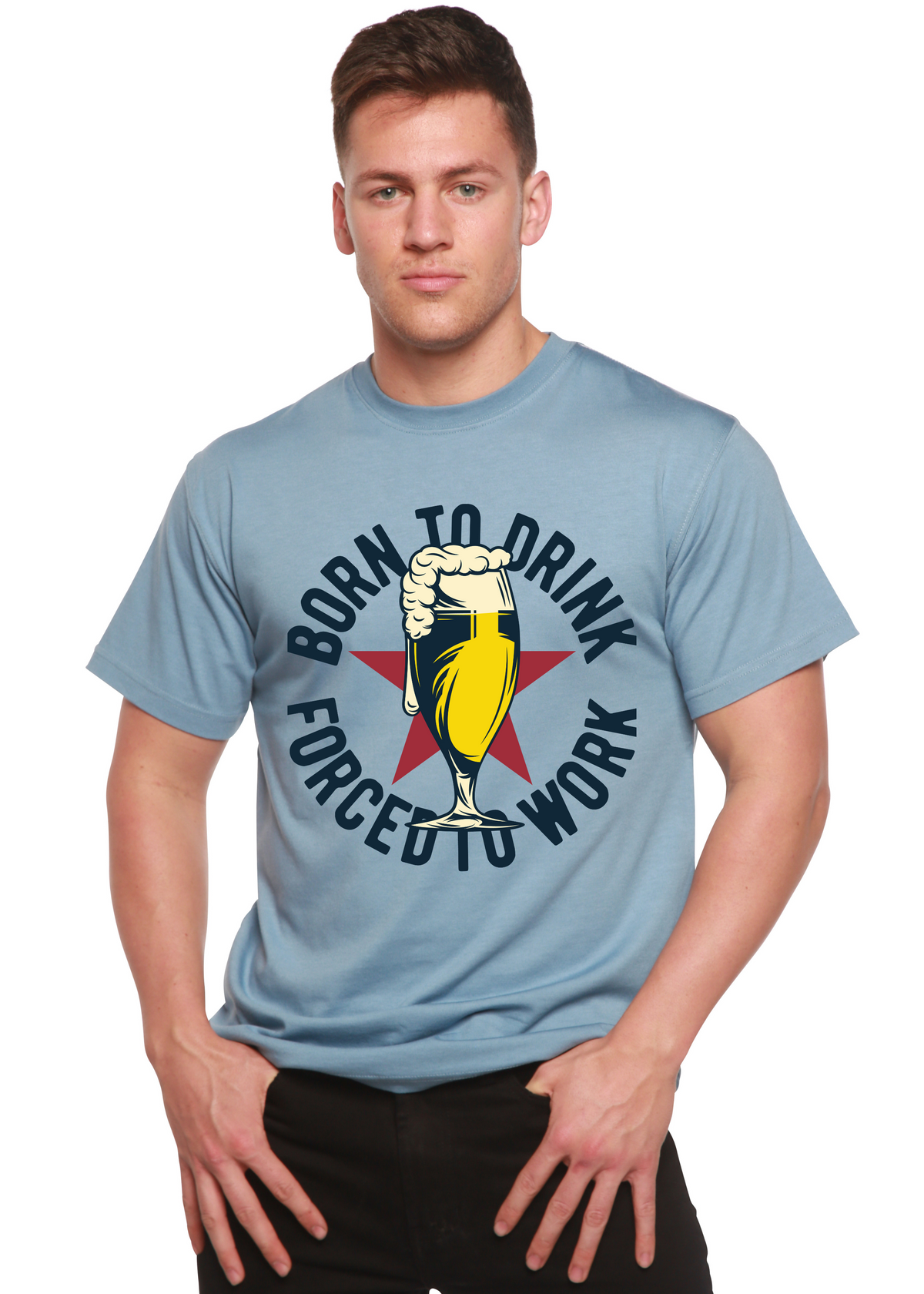 Born to Drink Men's Bamboo Viscose/Organic Cotton Short Sleeve Graphic T-Shirt