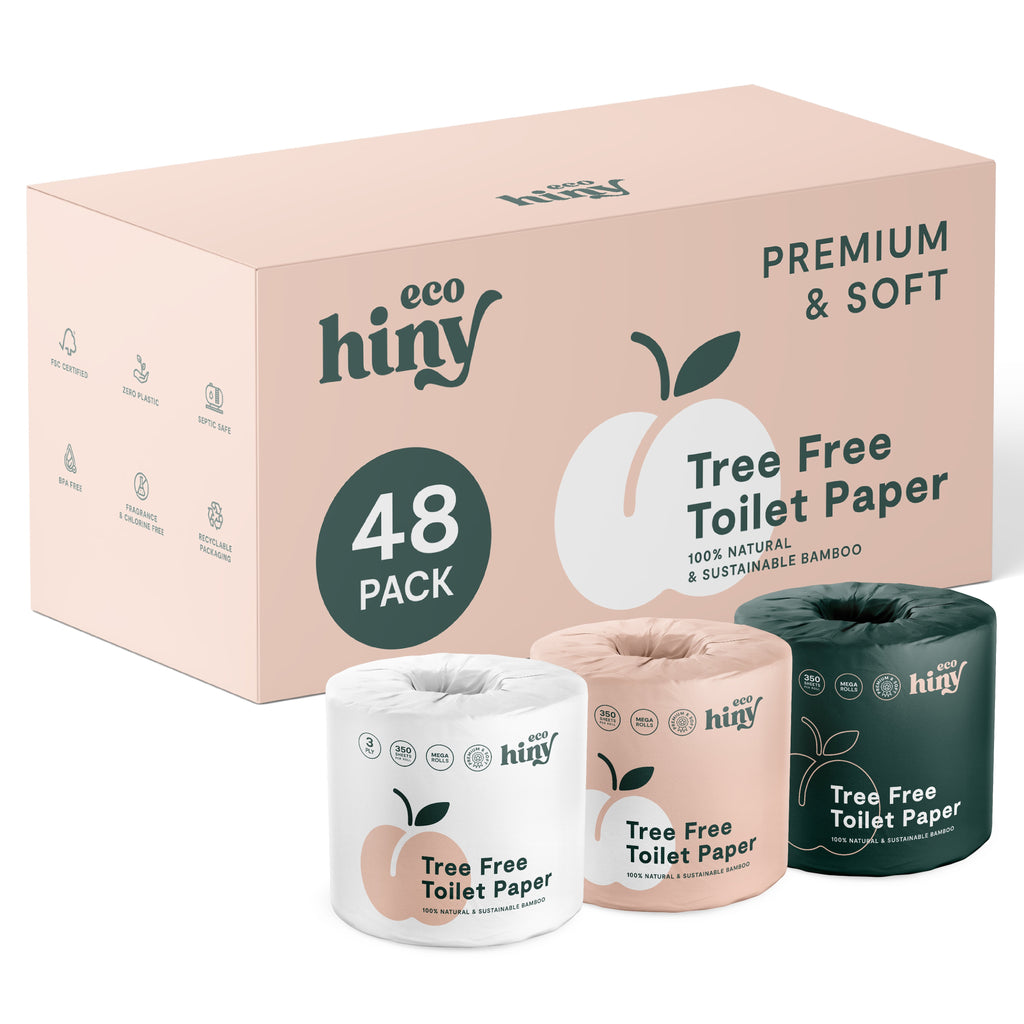 ecoHiny Premium Bamboo Toilet Paper | Mega Rolls, 3 PLY & 350 Sheets