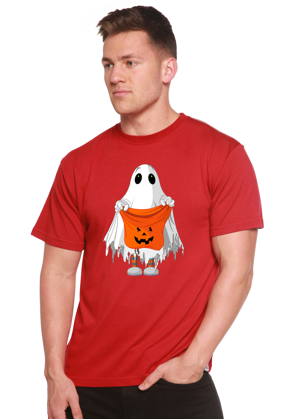 Boo Halloween Men's Bamboo Viscose/Organic Cotton Short Sleeve Graphic T-Shirt