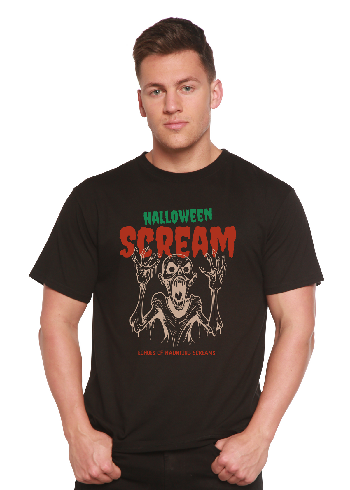 Halloween Scream Men's Bamboo Viscose/Organic Cotton Short Sleeve Graphic T-Shirt