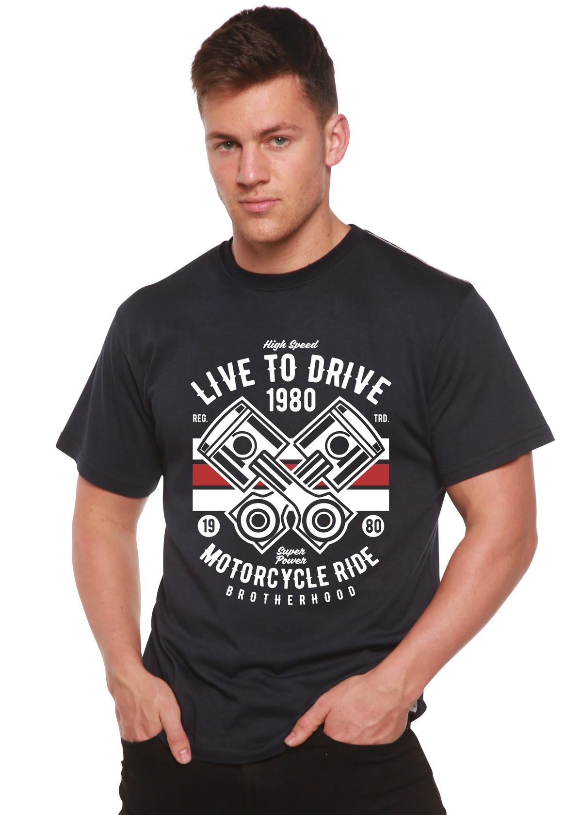 Live To Ride 1980 Men's Bamboo Viscose/Organic Cotton Short Sleeve Graphic T-Shirt