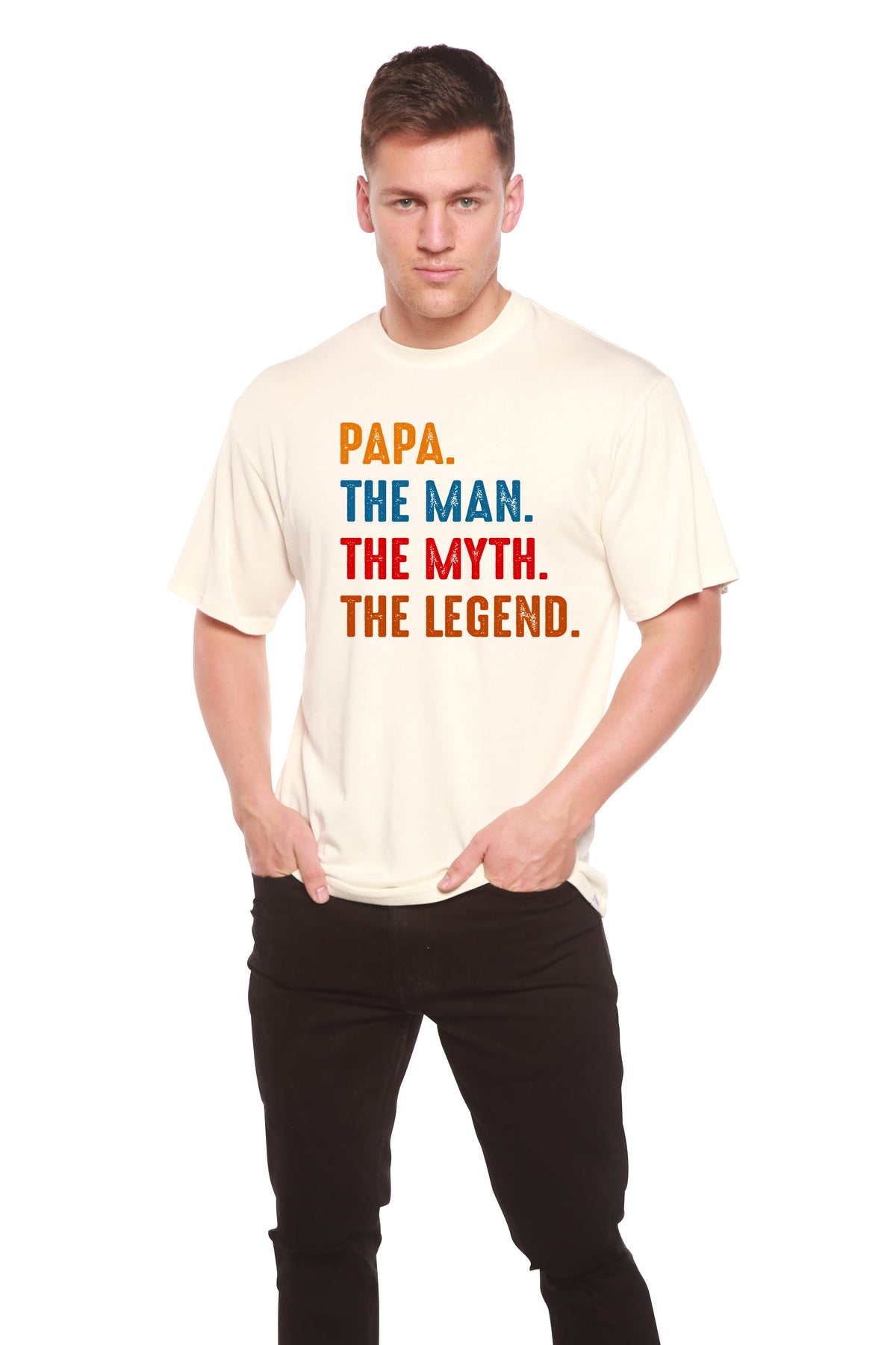 Papa, the Man, the Myth, the Legend Men's Bamboo Viscose/Organic Cotton Short Sleeve Graphic T-Shirt
