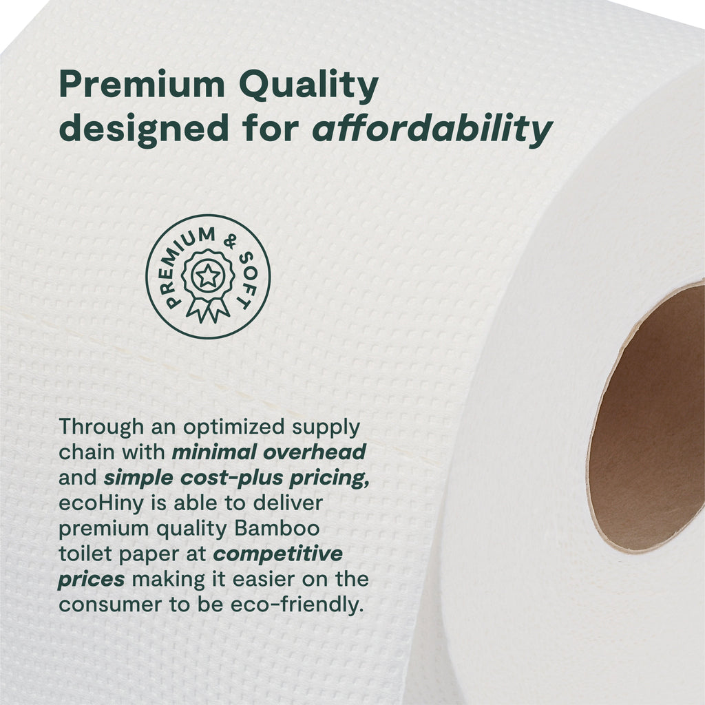 ecoHiny Premium Bamboo Toilet Paper | Mega Rolls, 3 PLY & 350 Sheets