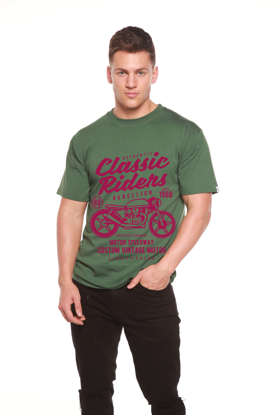 Classic Riders Men's Bamboo Viscose/Organic Cotton Short Sleeve Graphic T-Shirt