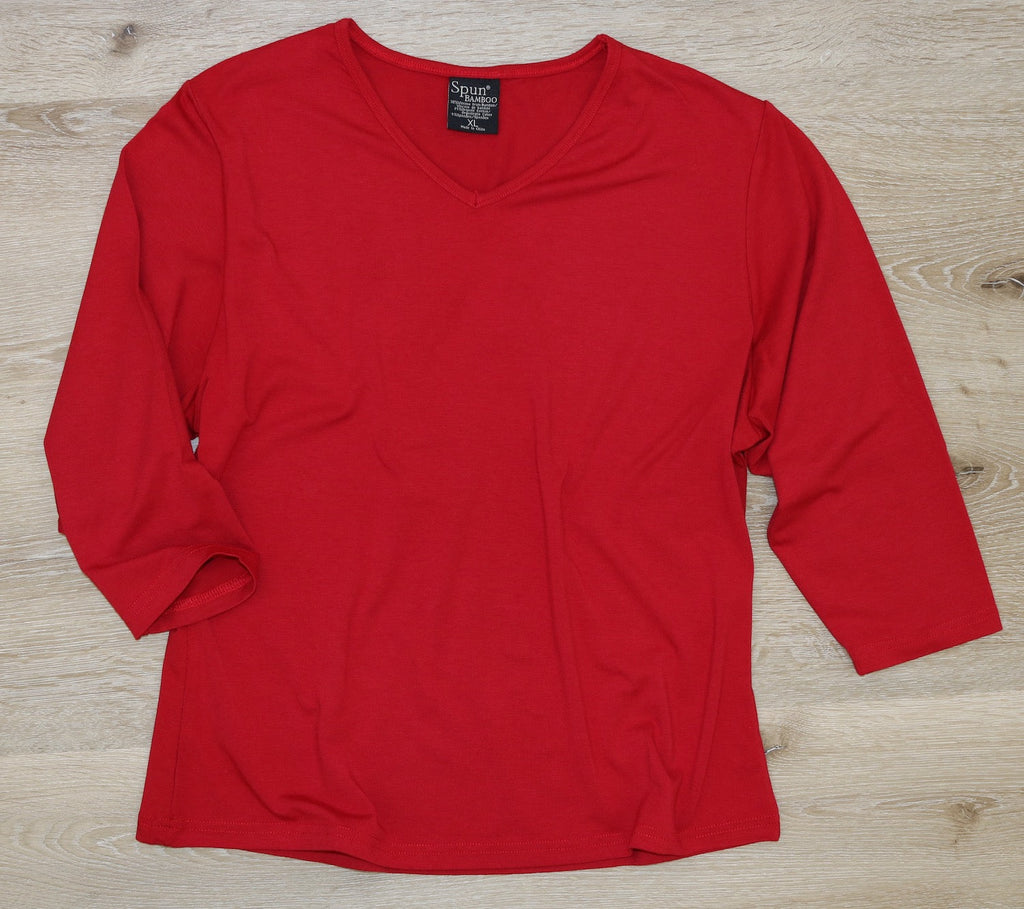 Clearance Women's Bamboo Viscose/Cotton V-Necks 3/4 Sleeve T-Shirt
