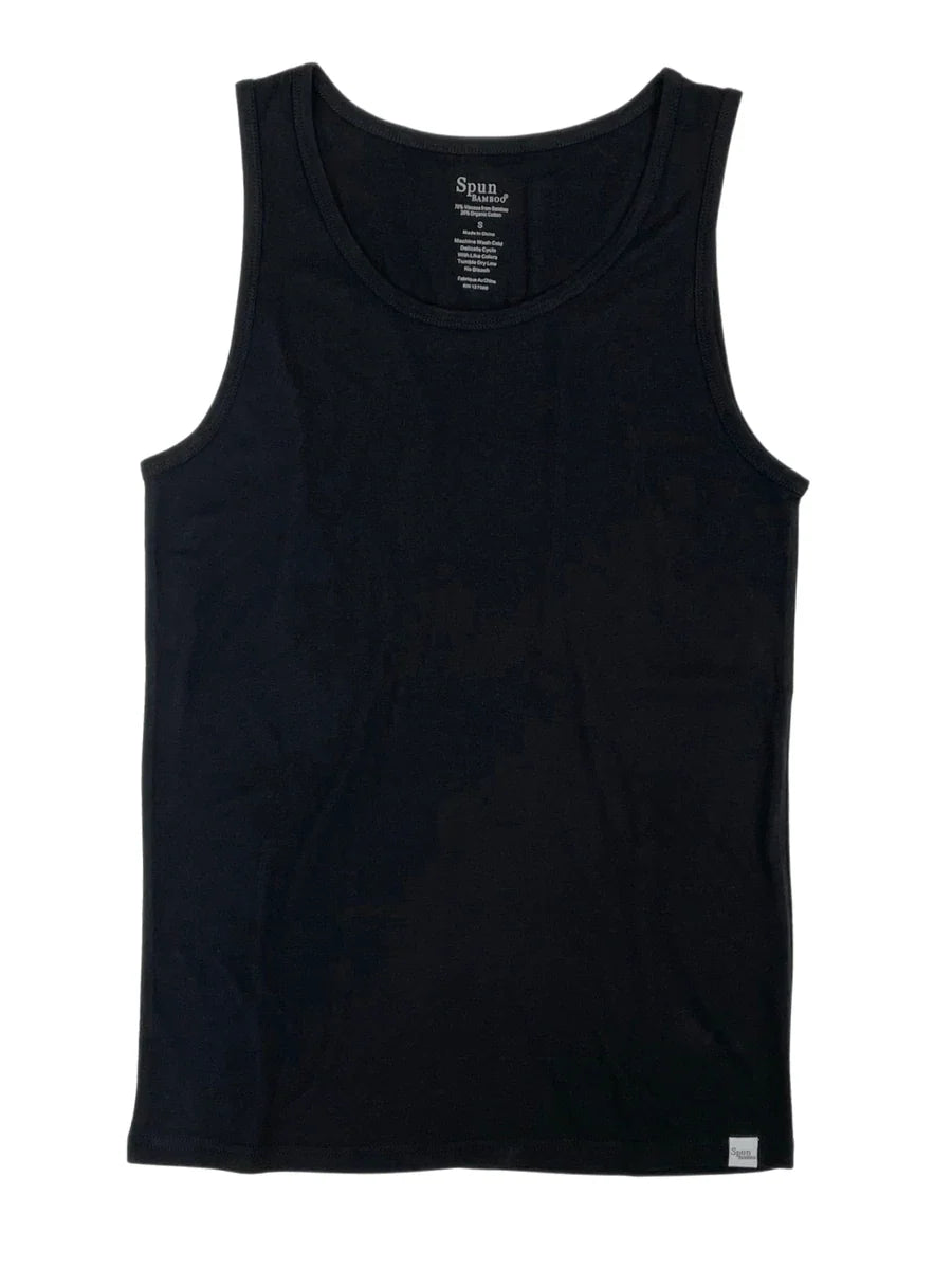 Men's Bamboo Viscose/Organic Cotton Tank Top Black Color + Boxer Style Underwear Black Color