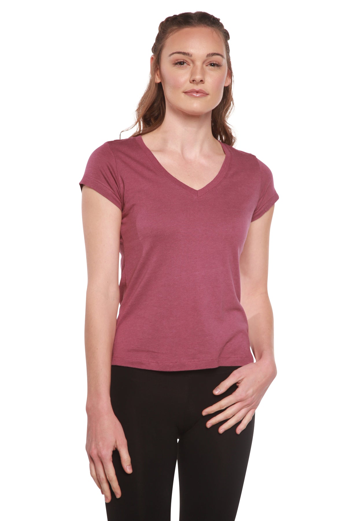 Women's Bamboo Viscose/Cotton V-Neck Cap Sleeve T-Shirt